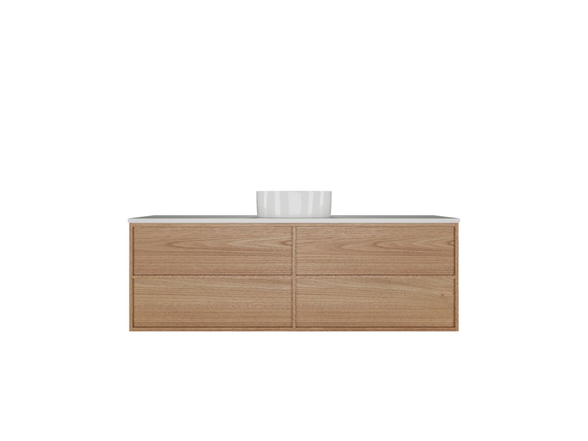 Kado Aspect Wall Hung Vanity Unit 1500mm Single Bowl 4 Drawer Corian 20mm Top