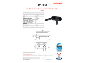 Specification Sheet - Mizu Bliss Wall Basin Mixer Tap Set 210mm Matte Black (4 Star)