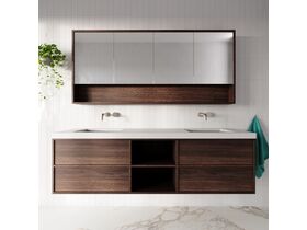 Kado Aspect 1800mm Wall Hung Vanity Unit With Shelf Double Bowl Caesarstone Top
