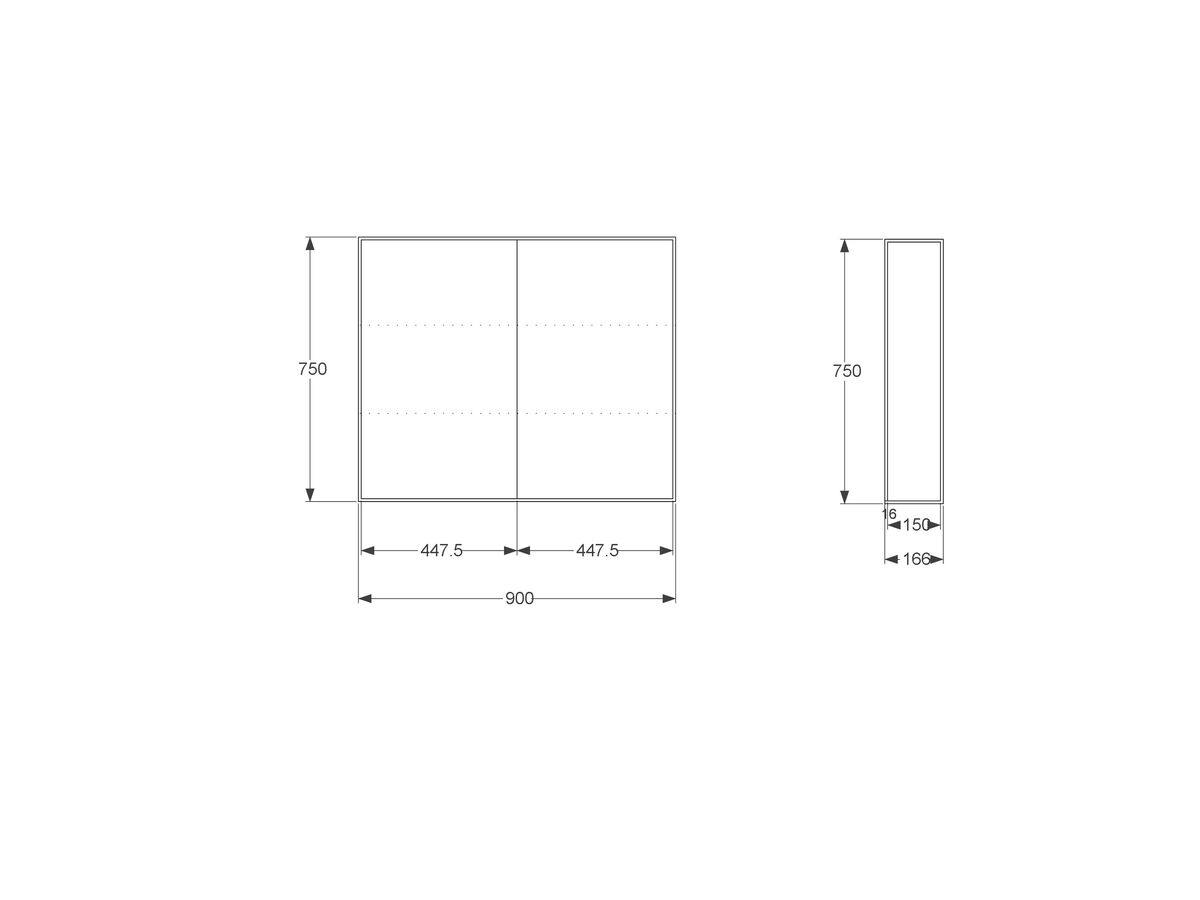 Posh Bristol T-Series 900mm Mirror Cabinet 2 Door White