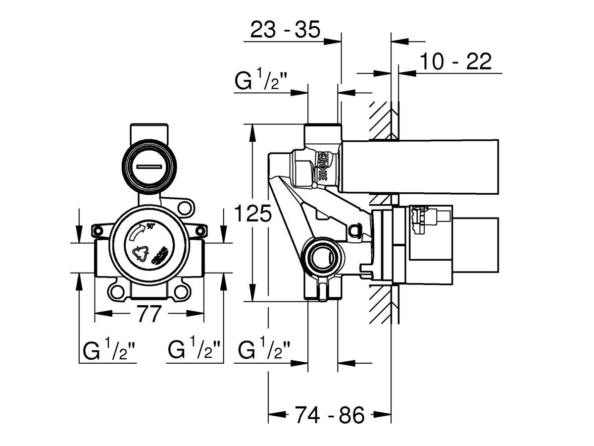 GROHE Bauedge New Shower Mixer / Diverter Kit Chrome from Reece