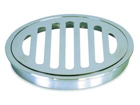 Stubby Floor Grate Brass Round Slotted Chrome 100mm