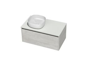 Kayla Wall Hung Vanity Unit 900 I Drawer Cherry Pie Left Hand Soft Basin Woodgrain