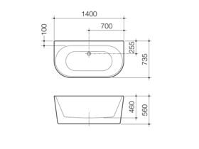 Aura Back To Wall Freestanding Bath 1400 White