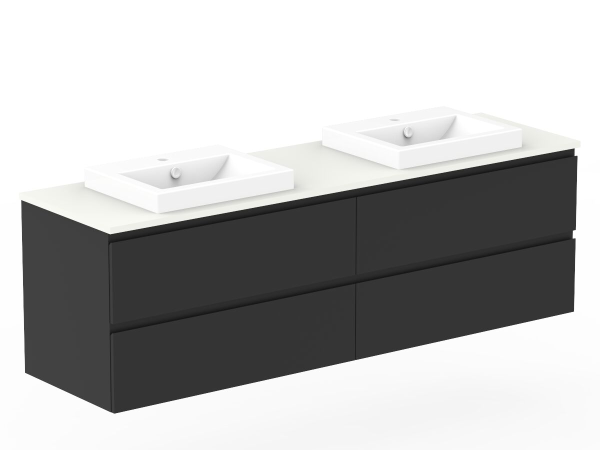 Posh Domaine Plus 1800mm Wall Hung Twin Vanity Unit AllDrawer Double