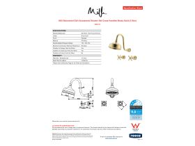 Specification Sheet - Milli Monument Edit Gooseneck Shower Set Cross Handles Brass Gold (3 Star)