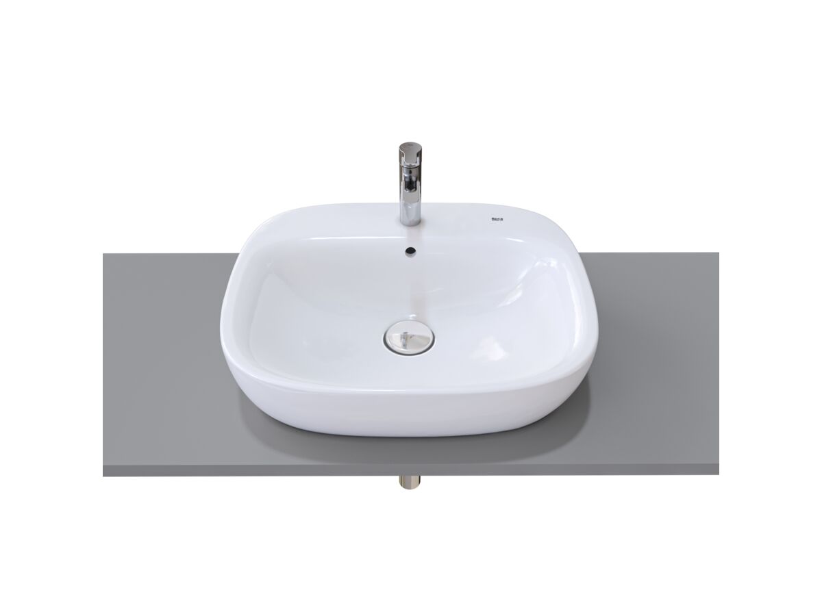 Roca Debba Counter Basin 500mm x 410mm 1 Taphole with Overflow White