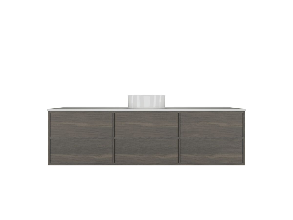Kado Aspect Wall Hung Vanity Unit 1800mm Single Bowl 6 Drawer Corian 20mm Top