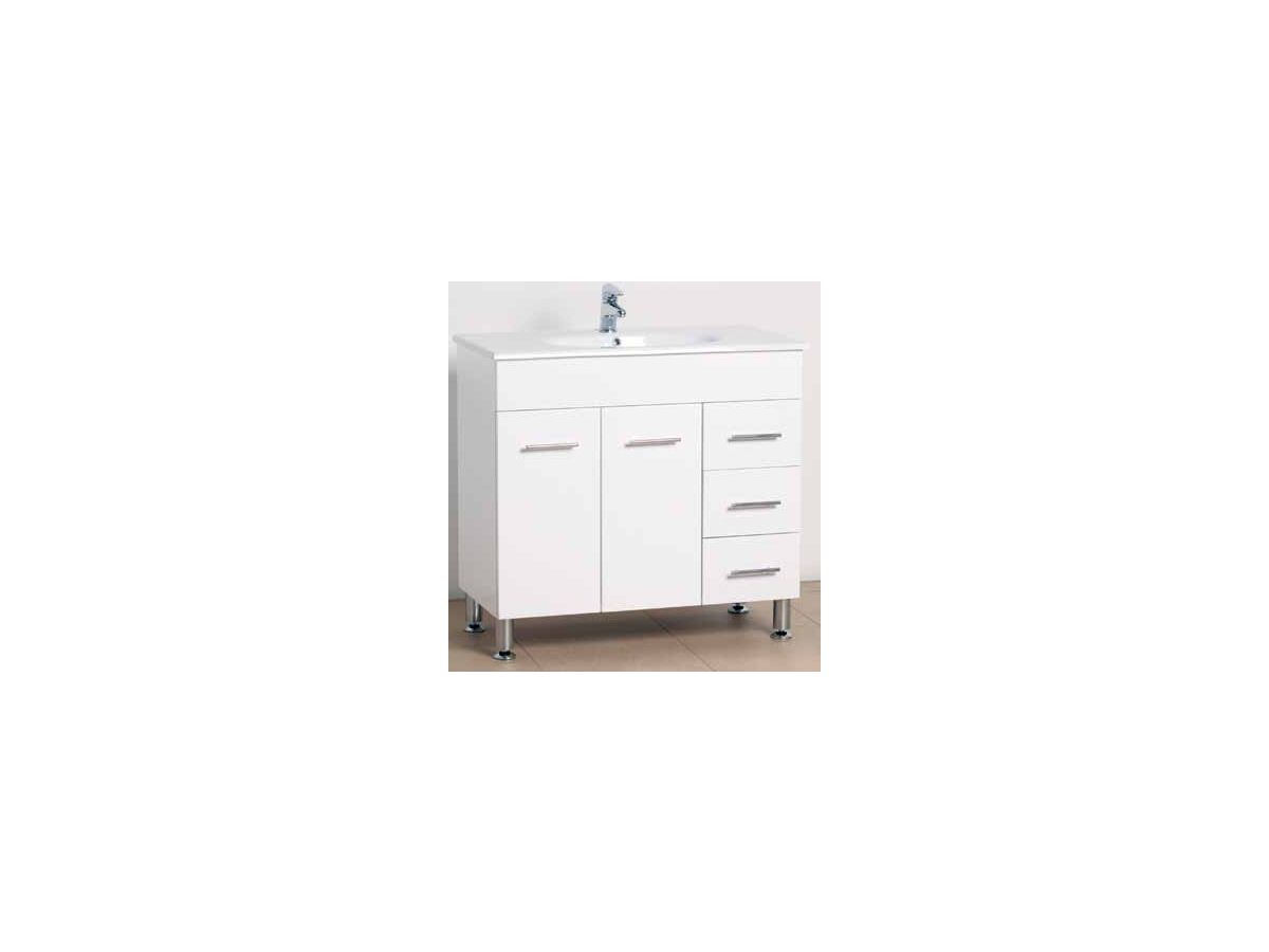 Posh Dominique 915mm Vanity Unit Oval 3 Taphole White/Chrome