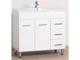 Posh Dominique 915mm Vanity Unit Oval 3 Taphole White/Chrome
