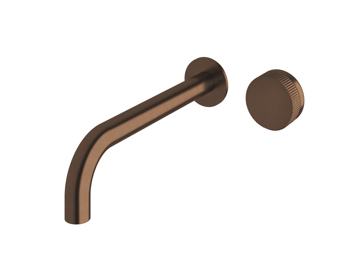 Milli Pure Progressive Wall Bath Mixer System 250mm with Linear Textured Handle PVD Brushed Bronze