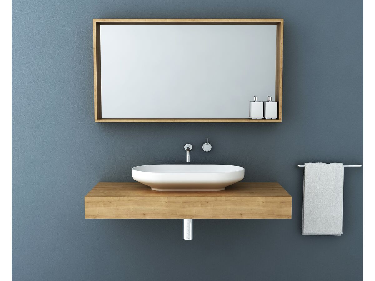 Venice 1200mm Box Frame Mirror, Oak Framed Bathroom Mirror With Shelf
