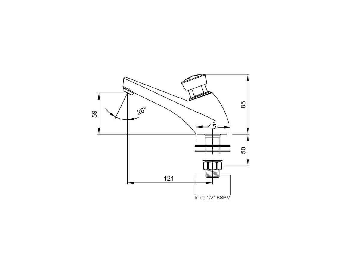 Presto 605 Timed Flow Basin Pillar Tap (Cold Water) (6 Star)