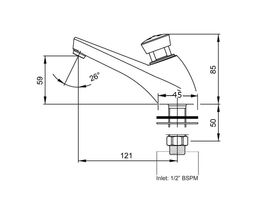 Presto 605 Timed Flow Basin Pillar Tap (Cold Water) (6 Star)