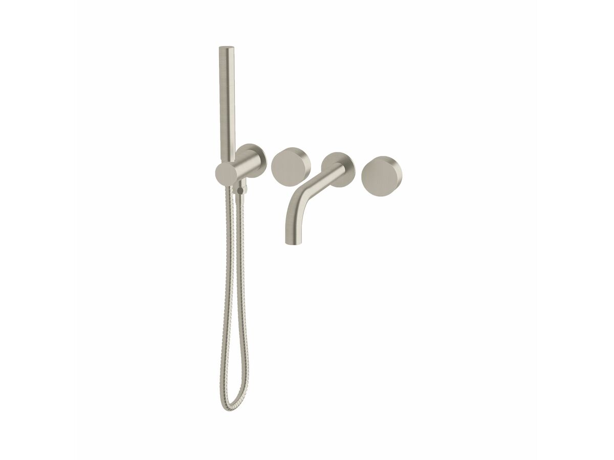Milli Pure Progressive Bath Mixer Tap System 160mm with Handshower Right Hand Brushed Nickel
