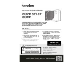 Quick Start Guide - Henden Elevate Inverter Heat Pump