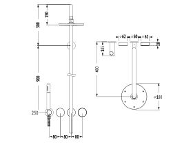 Milli Mood Edit Progressive Column Shower Mixer Tap System 180mm with Handshower Right Hand (3 Star)