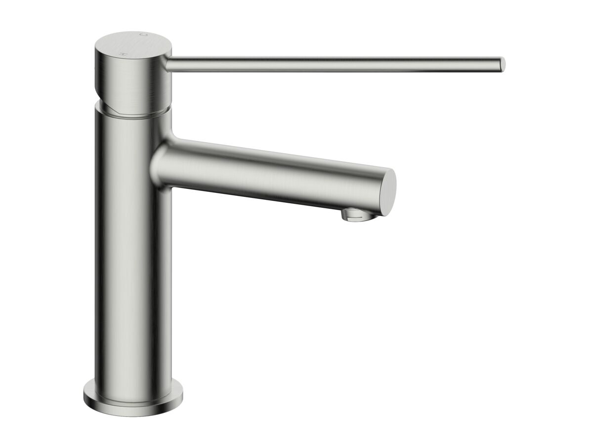 Mizu Drift Basin Mixer Straight Spout with Extended Lever Tap Brushed Nickel (6 Star)