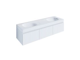 Kado Lussi 1500mm Wall Hung Vanity Unit Double Bowl with Three Soft Close Doors Satin White Painted Finish