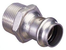 >B< Press Stainless Steel Male Straight Connector 22mm x 1""