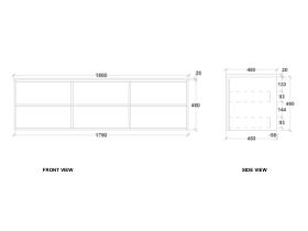 Kado Aspect Wall Hung Vanity Unit 1800mm Single Bowl 6 Drawer Corian 20mm Top