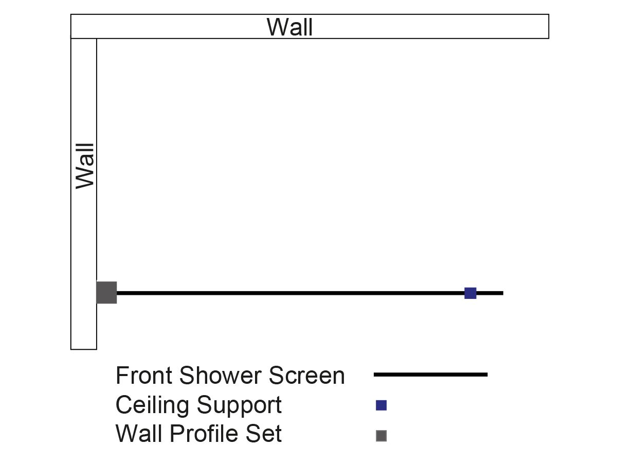Kado Lux Fixed Shower Screen Panel and Ceiling Support 1000mm Chrome