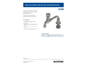 Specification Sheet - Vandal Proof Type 26 Lab Bench Bib Tapwith Anti Vandal Aerator (3 Star)