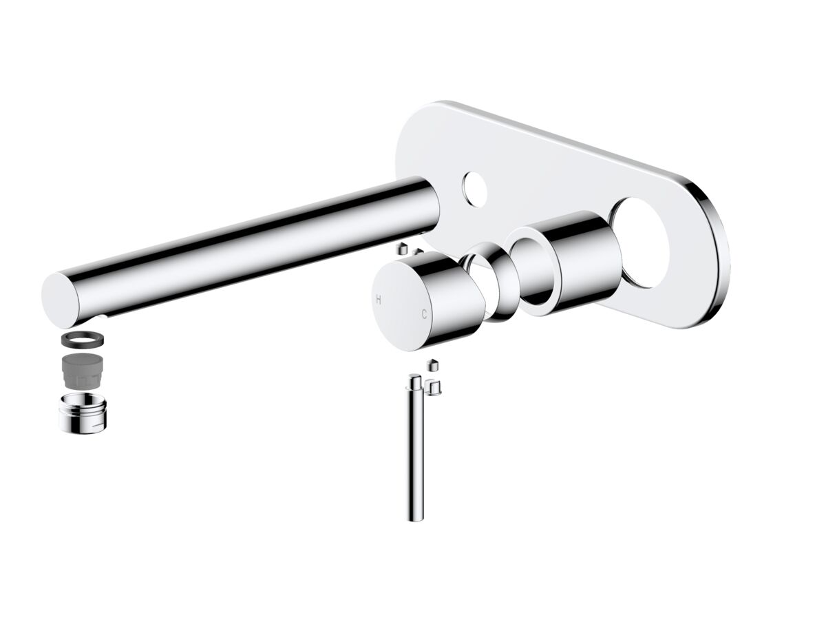 Hero - Mizu Drift Wall Basin/Bath Mixer Set Straight Spout Trimset Chrome (6 Star)