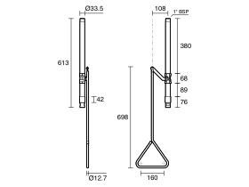 Technical Drawing - Wolfen Ceiling Mounted Safety Drench Shower Polished Stainless Steel
