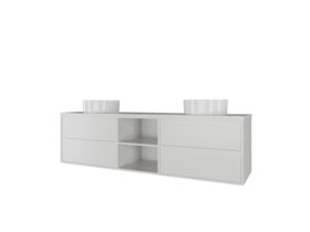 Kado Aspect 1800mm Wall Hung Vanity Unit With Shelf Double Bowl Thin Caesarstone Top