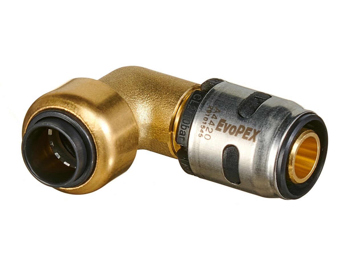 EvoPEX to Copper Push Elbow 16mm x 15mm CU