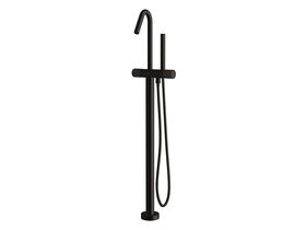 Milli Pure Floor Mounted Bath Mixer Tap with Handshower and Linear Textured Handle Matte Black (3 Star)