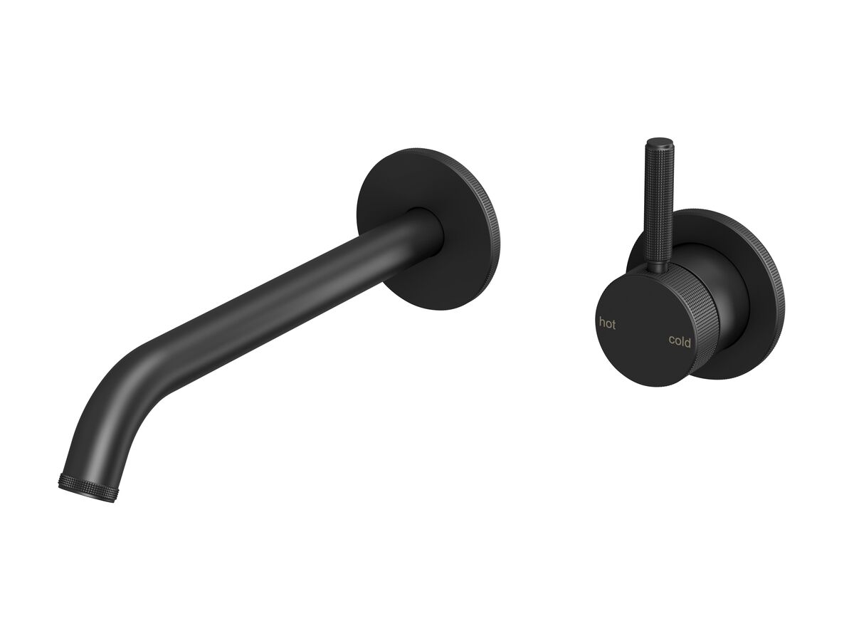 Hero - Milli Etch Wall Basin/Bath Mixer Tap Set Round Backplate Matte Black (6 Star)