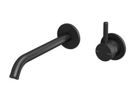 Hero - Milli Etch Wall Basin/Bath Mixer Tap Set Round Backplate Matte Black (6 Star)