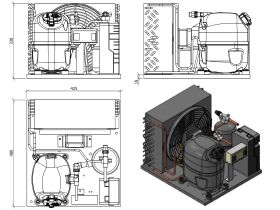 Tecumseh AJ2 HTA Condensing Unit 5/8HP R404 MHBP CAJT9480ZMHR-FZ-1 with Pressure Control