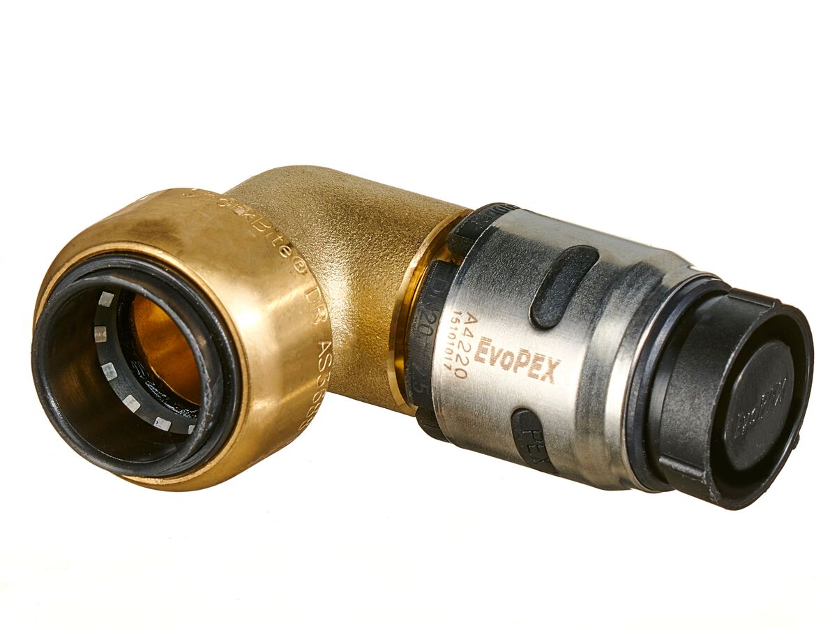 EvoPEX to Copper Push Elbow 20mm x 20mm CU from Reece