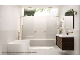 In Situ - Kado Lux Frameless Curved Shower Screen 900mm with Clips in Brushed Brass