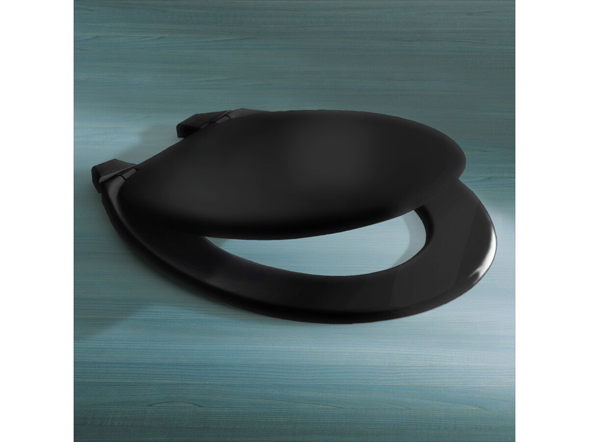 Caroma Standard Toilet Seat Double Flap Black from Reece