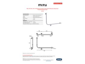 Specification Sheet - Mizu Drift 935 x 600 x 90 Degree Accessible Toilet Grab Rail Modular Right Hand Polished Stainless Steel