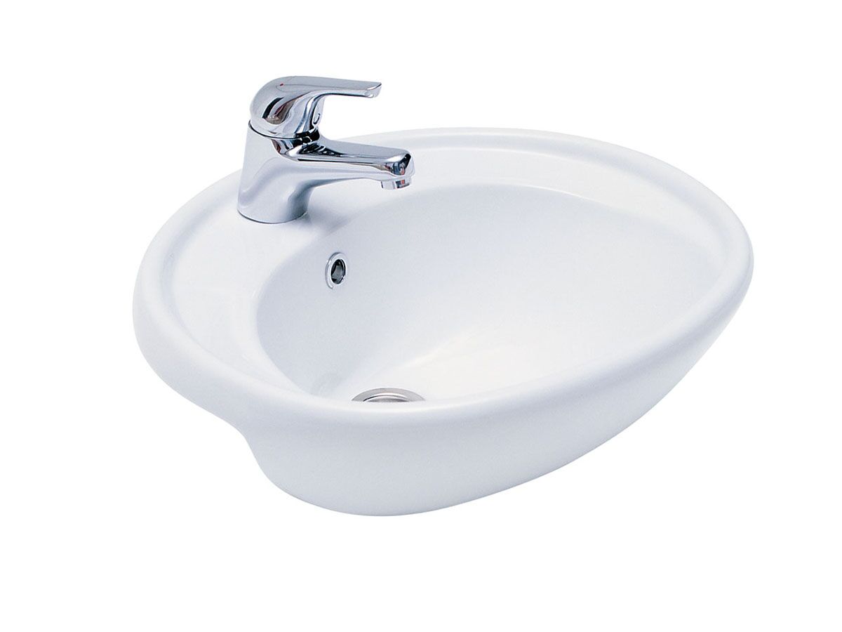 Porcher Heron Semi Recessed Basin 500mm with Fixings 1 Taphole White