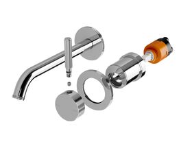 Hero - Milli Etch Wall Basin/Bath Mixer Tap Trimset Round Backplate Chrome (6 Star)