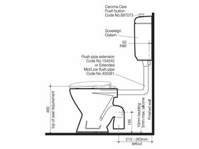 Caroma Care 300 Bottom Inlet Toilet Suite S Trap with Caravelle Single Flap Seat White (3 Star)