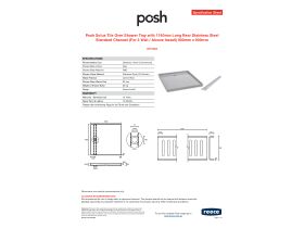 Specification Sheet - Posh Solus Tile Over Shower Tray with 1140mm Long Rear Stainless Steel Standard Channel (For 3 Wall / Alcove Install) 900mm x 900mm