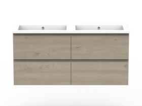 Posh Domaine All-Drawer Twin 1200mm Double Bowl Wall Hung Vanity Cast Marble Top