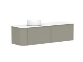 Kado Era 12mm Durasein Top Single Curve All Drawer 1650mm Wall Hung Vanity with Left Hand Basin