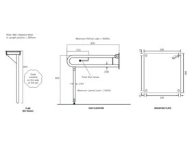 RBA Bariatric Drop Down Grab Rail with Toilet Roll Holder Right Hand Stainless Steel