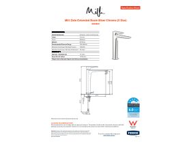 Specification Sheet - Milli Zato Extended Basin Mixer Chrome (5 Star)