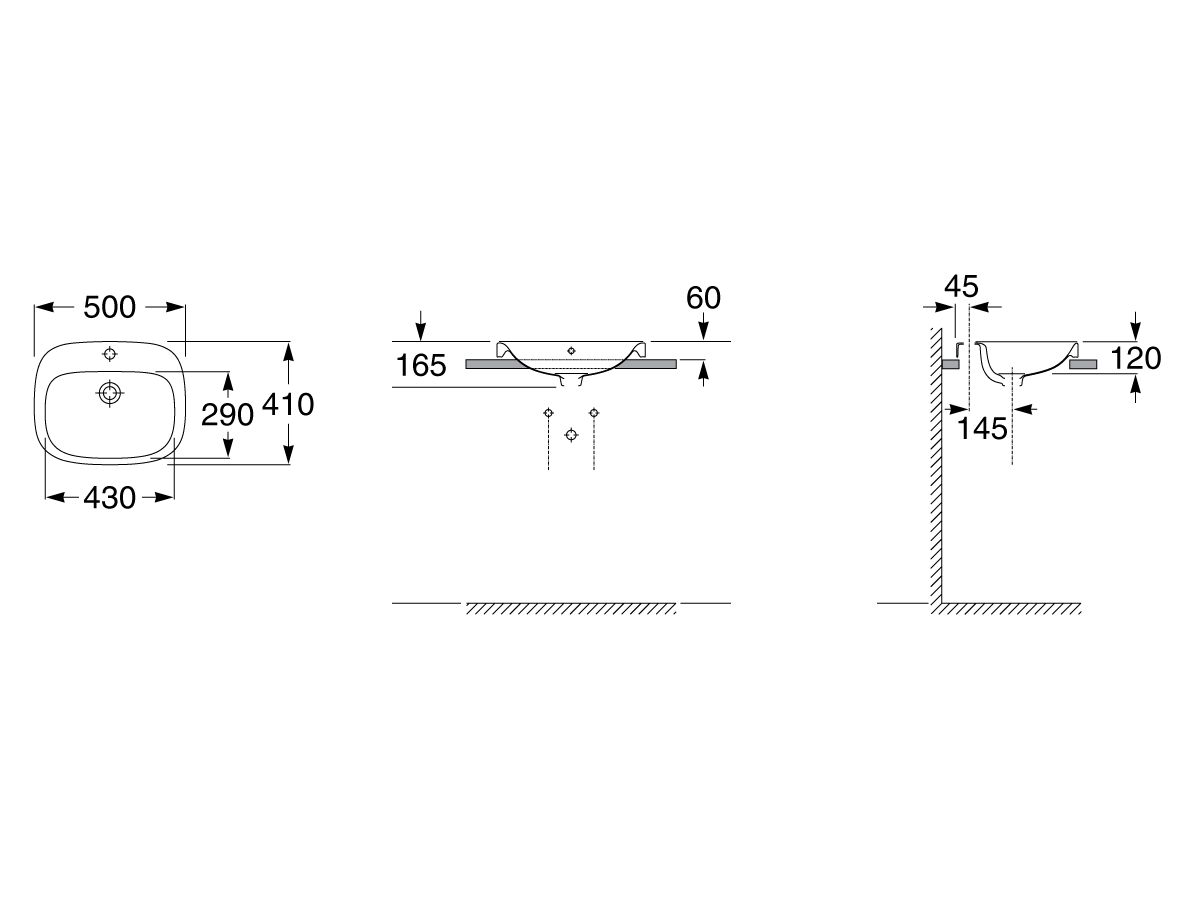 Roca Debba Semi Inset Basin 500mm x 410mm 1 Taphole White from Reece