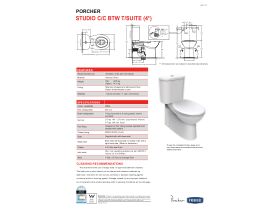 Technical Guide - Porcher Studio Close Coupled Back to Wall Back Inlet Toilet Suite with Soft Close Seat White