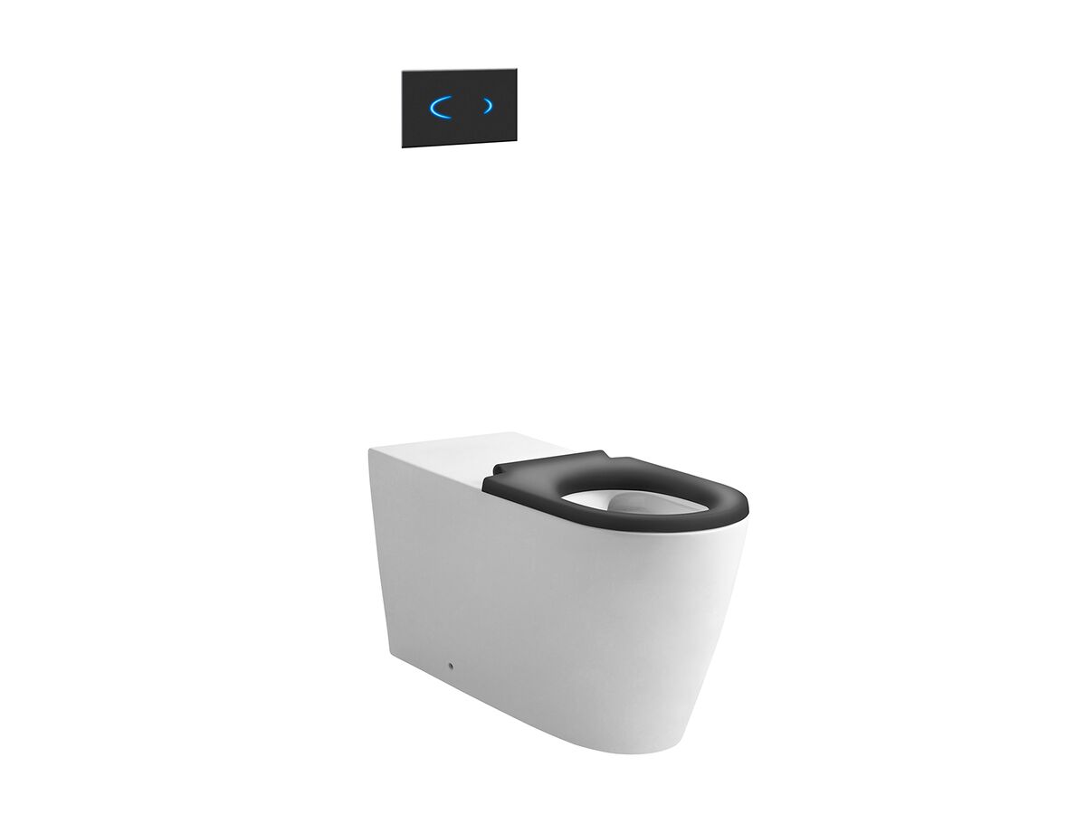 Wolfen 800 Back To Wall Rimless Pan with Inwall Cistern, Sensor Button, Single Flap Seat Grey (4 Star)